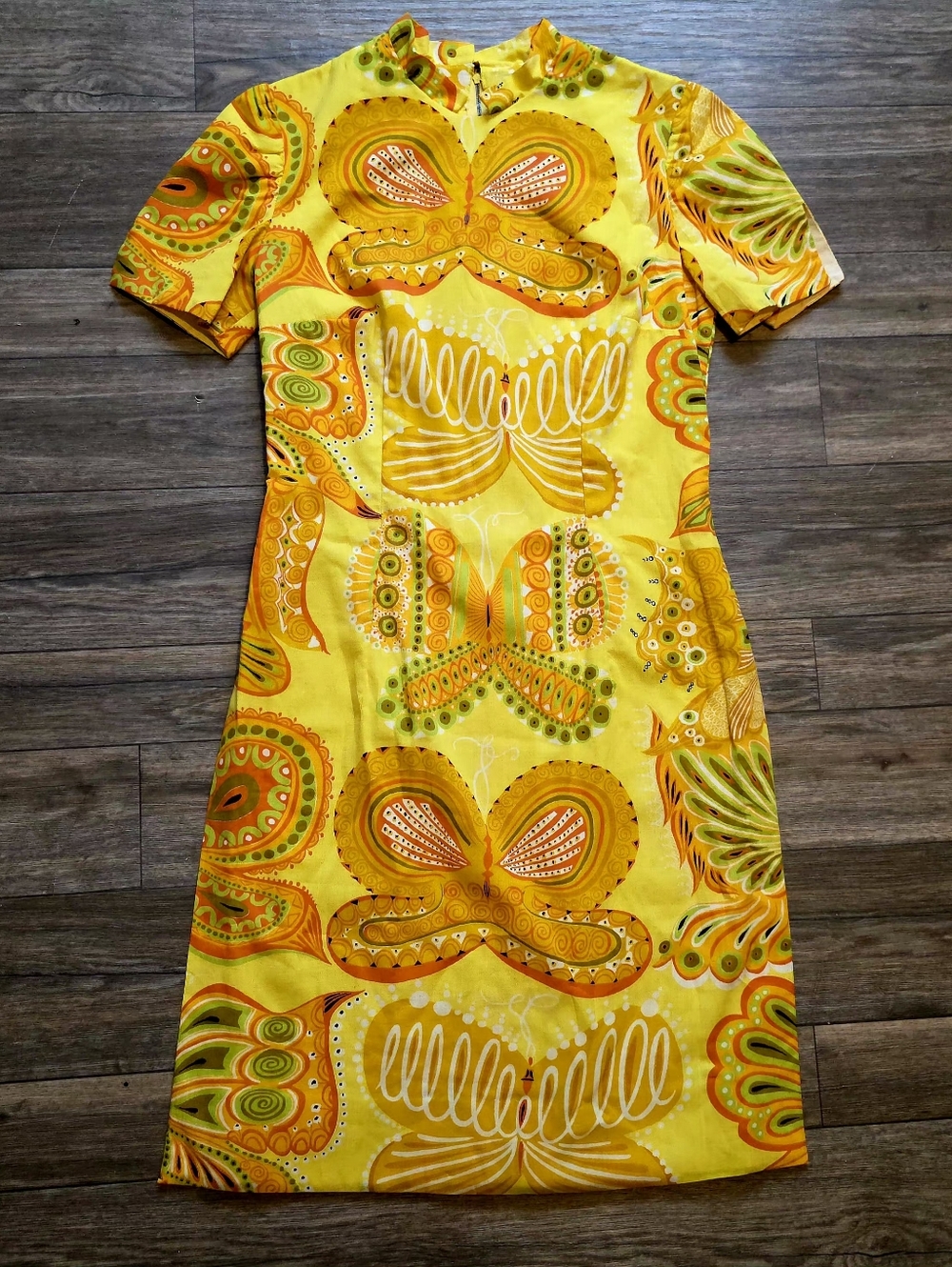 60's Yellow Butterfly Print Tunic/Dress